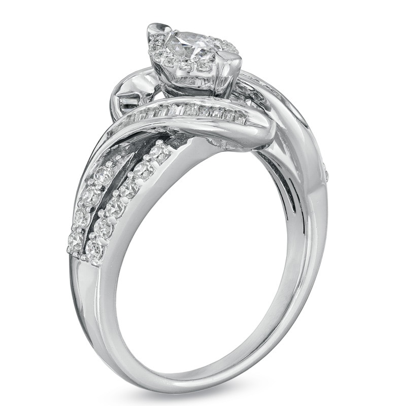 Previously Owned - 1 CT. T.W. Marquise Diamond Twist Engagement Ring in 14K White Gold