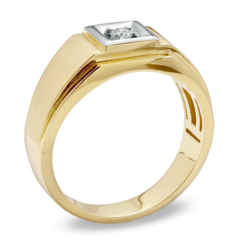 Previously Owned - Men's 1/10 CT. Diamond Solitaire Square Top Ring in 10K Gold