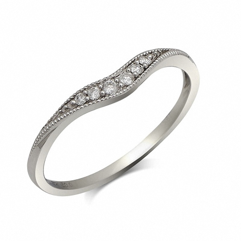 Main Image 2 of Previously Owned - Diamond Accent Vintage-Style Contour Band in 14K White Gold