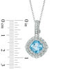 Thumbnail Image 2 of Previously Owned - 8.0mm Cushion-Cut Swiss Blue Topaz and Lab-Created White Sapphire Frame Pendant in Sterling Silver