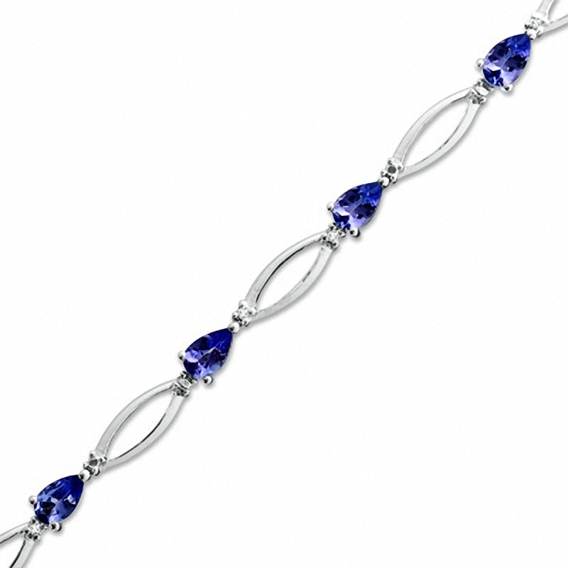 Main Image 1 of Previously Owned - Pear-Shaped Tanzanite and Diamond Accent Bracelet in 10K White Gold