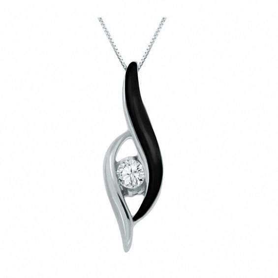 Previously Owned - Sirenaâ¢ Black Eyes 1/8 CT. Diamond Solitaire Pendant in 10K White Gold