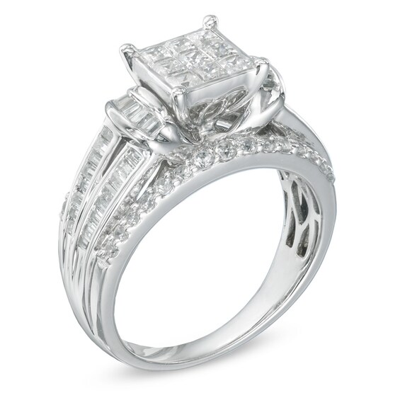 Previously Owned - 1-1/4 CT. T.w. Princess-Cut Composite Diamond Engagement Ring in 10K White Gold