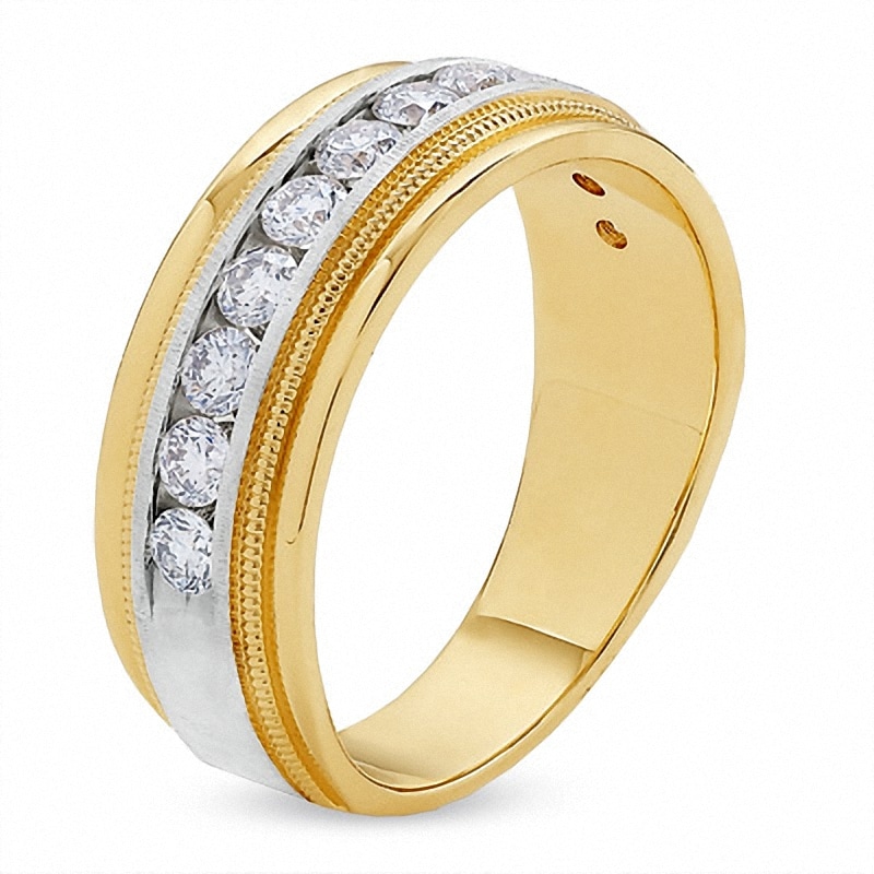 Main Image 2 of Previously Owned - 1 CT. T.W. Diamond Milgrain Band in 14K Two-Tone Gold