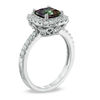 Thumbnail Image 2 of Previously Owned - 7.0mm Mystic Fire® Topaz and Lab-Created White Sapphire Frame Ring in Sterling Silver
