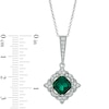 Thumbnail Image 2 of Previously Owned - 8.0mm Cushion-Cut Lab-Created Emerald and White Sapphire Frame Pendant in Sterling Silver