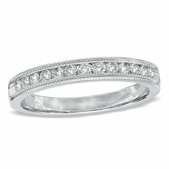 Previously Owned - 1/4 CT. T.w. Diamond Anniversary Milgrain Band in 14K White Gold