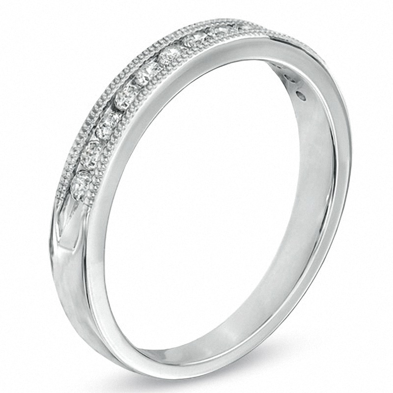 Main Image 2 of Previously Owned - 1/4 CT. T.W. Diamond Anniversary Milgrain Band in 14K White Gold