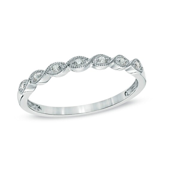Previously Owned - Diamond Accent Milgrain Anniversary Band in 10K White Gold