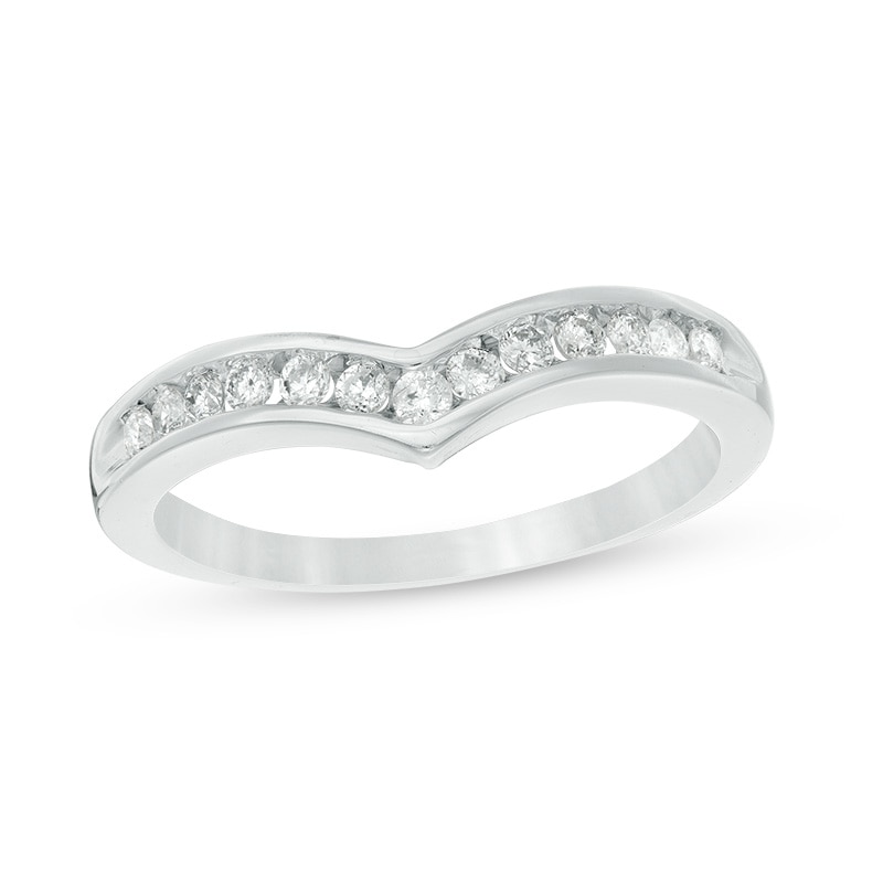 Main Image 1 of Previously Owned - 1/4 CT. T.W. Diamond Chevron Channel Band in 10K White Gold