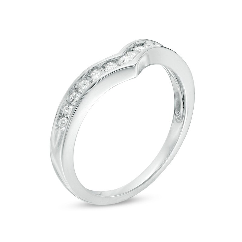 Main Image 2 of Previously Owned - 1/4 CT. T.W. Diamond Chevron Channel Band in 10K White Gold