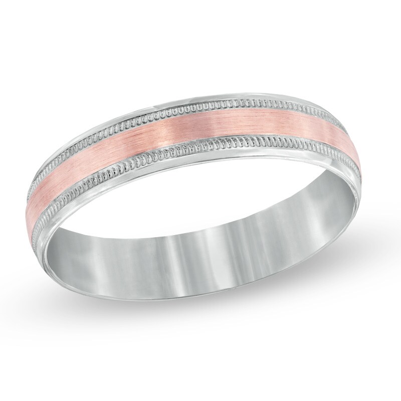 Main Image 1 of Previously Owned - 4.0mm Comfort Fit Wedding Band in 10K Two-Tone Gold