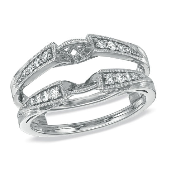 Previously Owned - 1/4 CT. T.w. Diamond Milgrain Solitaire Enhancer in 14K White Gold