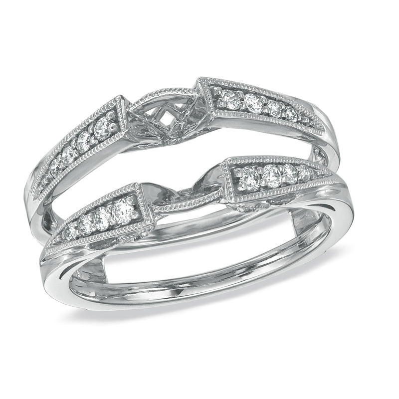 Main Image 1 of Previously Owned - 1/4 CT. T.W. Diamond Milgrain Solitaire Enhancer in 14K White Gold