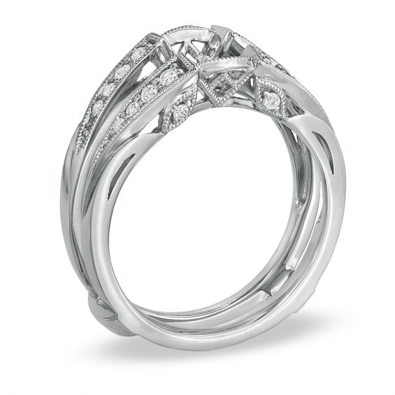 Previously Owned - 1/4 CT. T.w. Diamond Milgrain Solitaire Enhancer in 14K White Gold