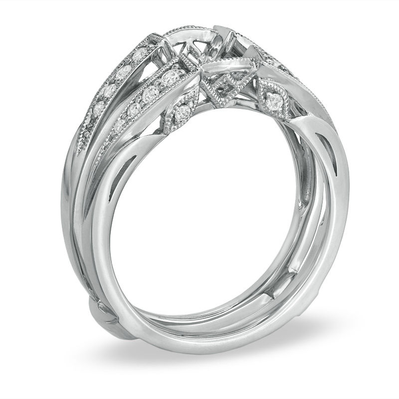 Previously Owned - 1/4 CT. T.W. Diamond Milgrain Solitaire Enhancer in 14K White Gold