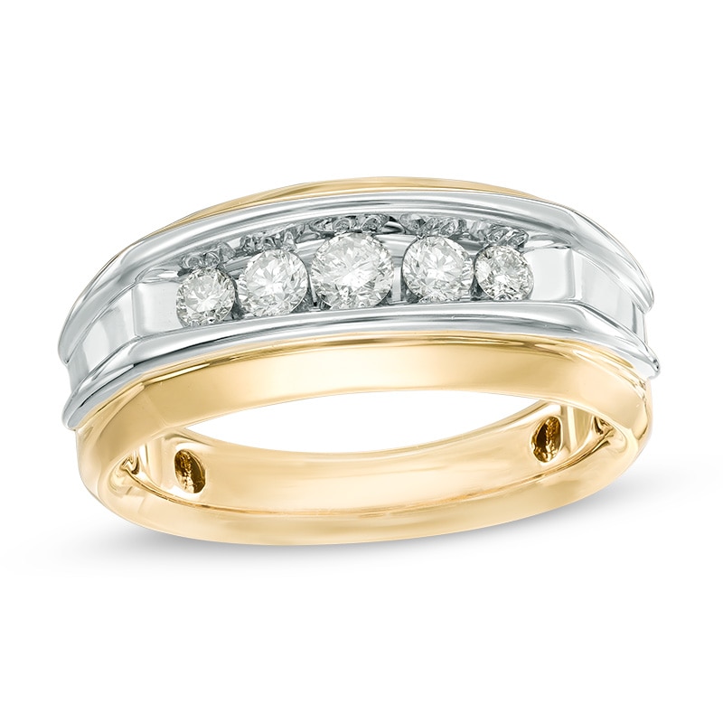 Previously Owned - 1/2 CT. T.W. Diamond Five Stone Anniversary Band in 10K Two-Tone Gold