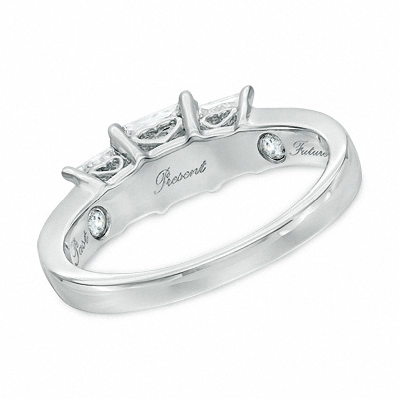 Main Image 3 of Previously Owned - 1-1/2 CT. T.W. Princess-Cut Diamond Past Present Future® Ring in 14K White Gold