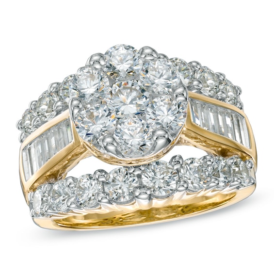 Previously Owned - 4 CT. T.w. Diamond Cluster Engagement Ring in 14K Gold