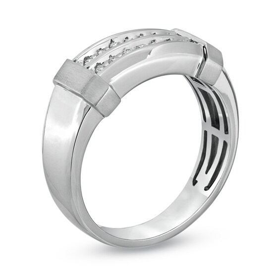 Previously Owned - 1/5 CT. T.w. Diamond Double Row Wedding Band in 10K White Gold