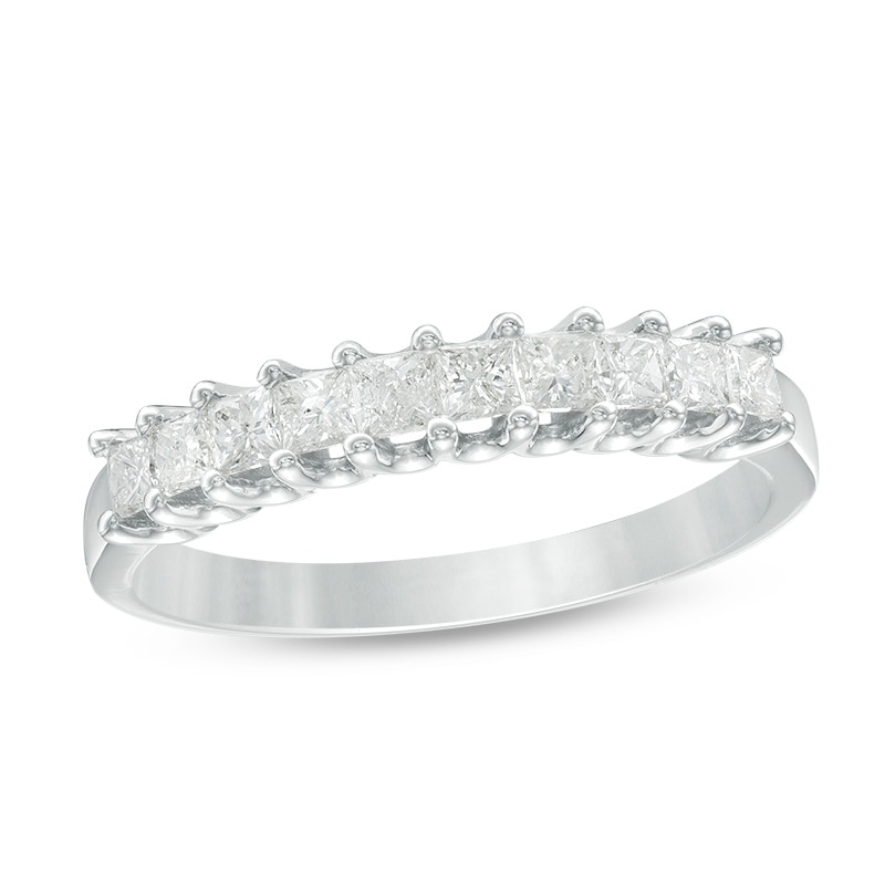 Main Image 1 of Previously Owned - 1/2 CT. T.W. Princess-Cut Diamond Wedding Band in 14K White Gold