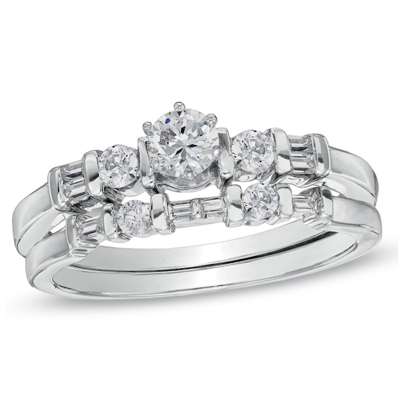 Previously Owned - 1/2 CT. T.w. Diamond Bridal Set in 10K White Gold