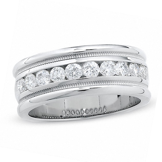 Previously Owned - 1 CT. T.w. Diamond Milgrain Band in 14K White Gold