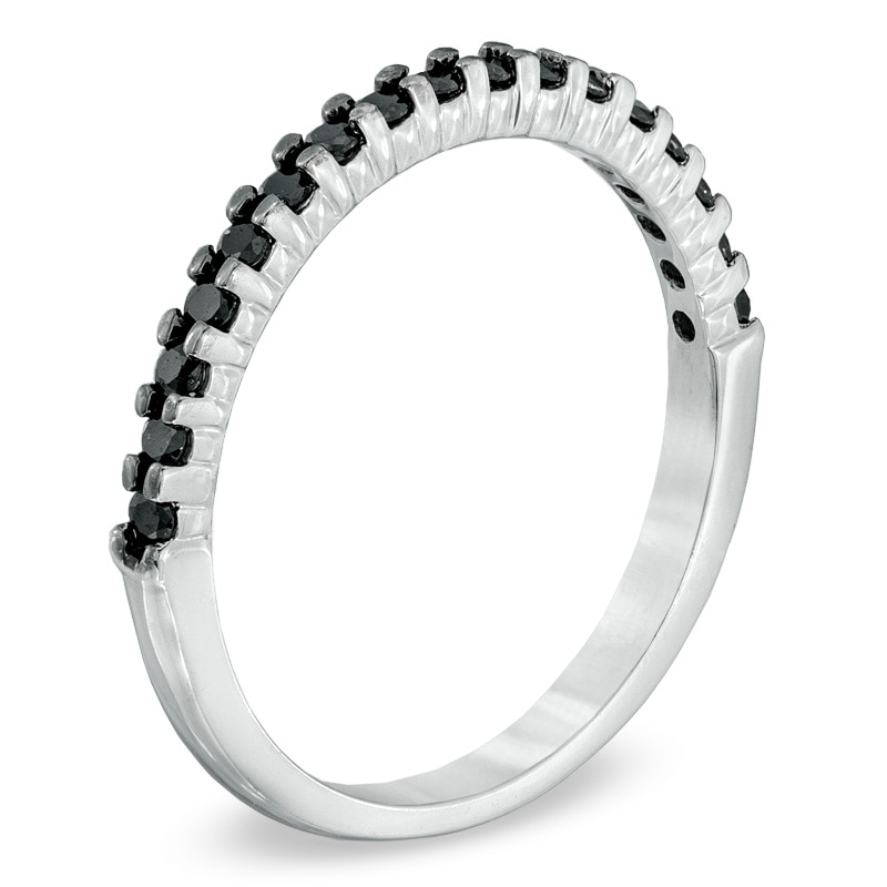 Main Image 2 of Previously Owned - 1/5 CT. T.W. Black Diamond Band in 10K White Gold