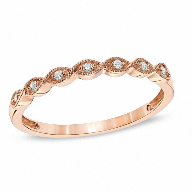 Main Image 1 of Previously Owned - 1/20 CT. T.W. Diamond Milgrain Anniversary Band in 10K Rose Gold