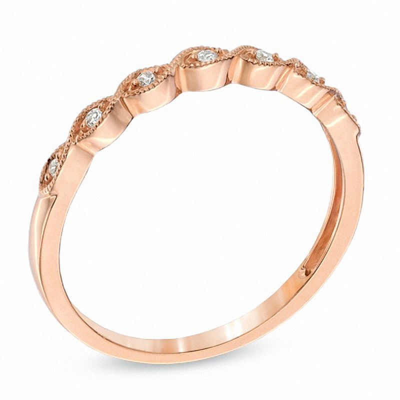 Main Image 2 of Previously Owned - 1/20 CT. T.W. Diamond Milgrain Anniversary Band in 10K Rose Gold