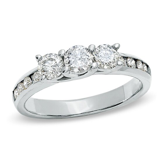 Previously Owned - 1 CT. T.w. Diamond Three Stone Ring in 10K White Gold