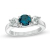 Thumbnail Image 1 of Previously Owned - 2 CT. T.W.  Fancy Blue and White Diamond Three Stone Ring in 14K White Gold