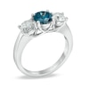 Thumbnail Image 2 of Previously Owned - 2 CT. T.W.  Fancy Blue and White Diamond Three Stone Ring in 14K White Gold