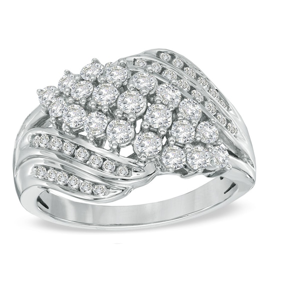 Previously Owned - 1 CT. T.w. Diamond Waterfall Ring in 10K White Gold