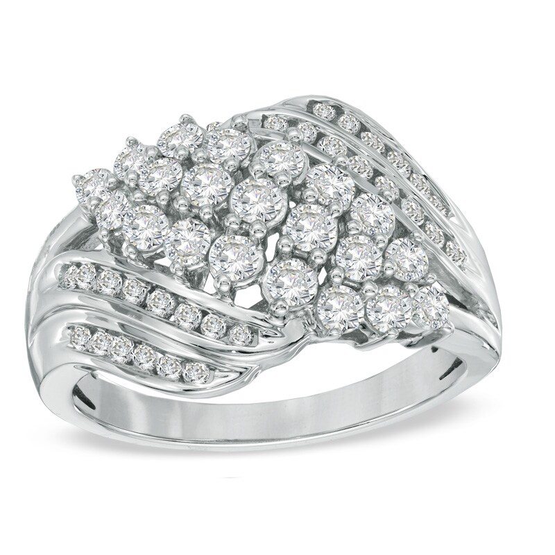 Main Image 1 of Previously Owned - 1 CT. T.W. Diamond Waterfall Ring in 10K White Gold