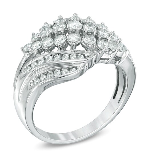 Previously Owned - 1 CT. T.w. Diamond Waterfall Ring in 10K White Gold
