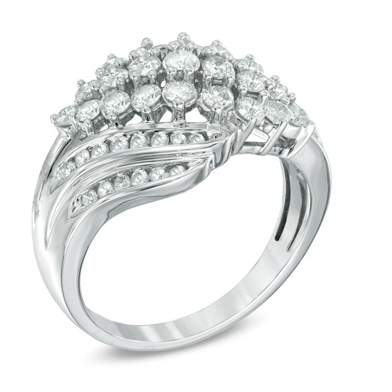 Main Image 2 of Previously Owned - 1 CT. T.W. Diamond Waterfall Ring in 10K White Gold