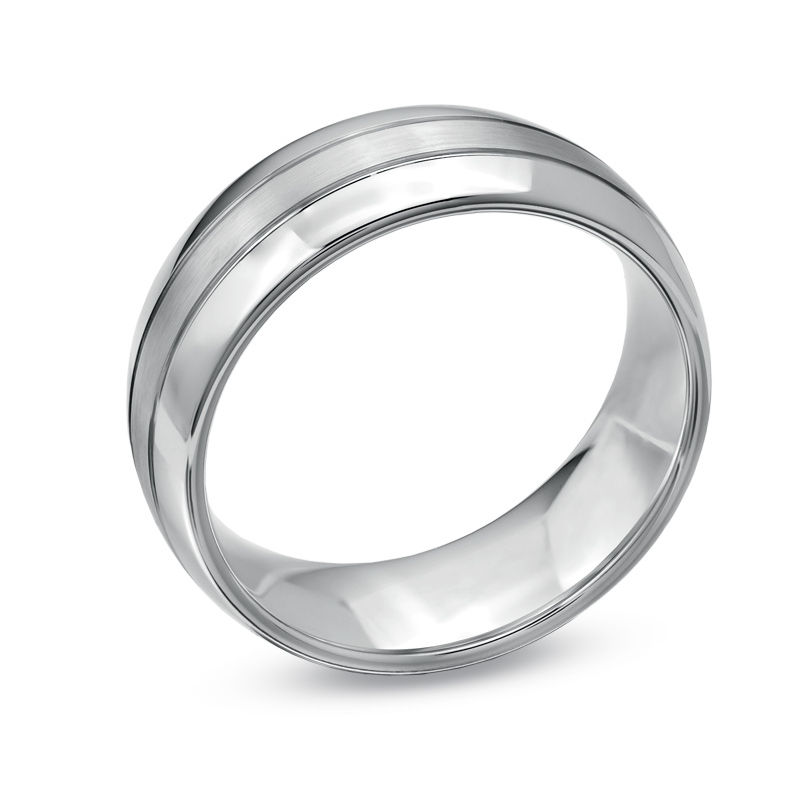 Main Image 2 of Previously Owned - Triton 8.0mm Comfort Fit White Tungsten Wedding Band