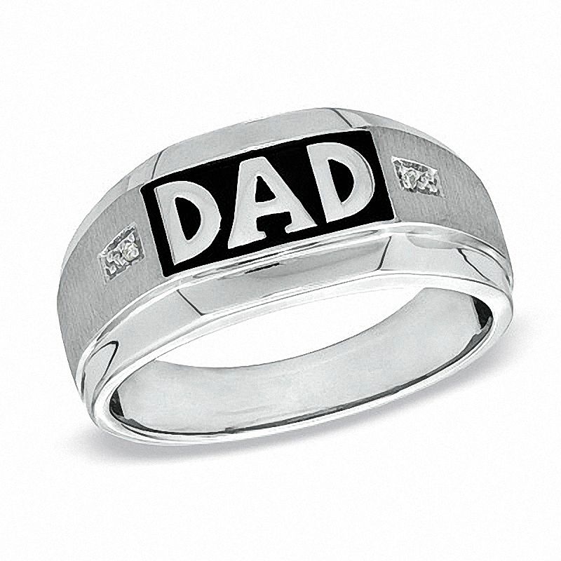 Previously Owned - Men's Diamond Accent "Dad" Ring in 10K White Gold