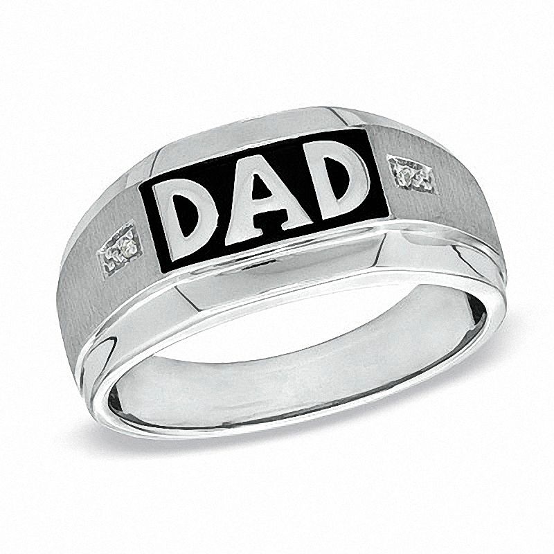 Main Image 1 of Previously Owned - Diamond Accent "Dad" Ring in 10K White Gold