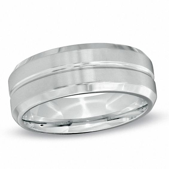 Previously Owned - 8.0mm Comfort Fit Titanium Grooved Wedding Band