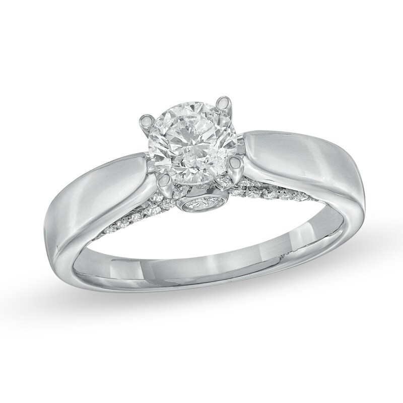 Main Image 1 of Previously Owned - 1 CT. T.W. Diamond Engagement Ring in 14K White Gold (J/I2)