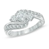 Thumbnail Image 1 of Previously Owned - 1 CT. T.W. Diamond Three Stone Bypass Slant Ring in 10K White Gold