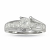 Thumbnail Image 1 of Previously Owned - 1-1/2 CT. T.W. Princess-Cut Diamond Bridge Engagement Ring in 14K White Gold