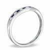 Thumbnail Image 2 of Previously Owned - Blue Sapphire and 1/10 CT. T.W. Diamond Contour Band in 14K White Gold