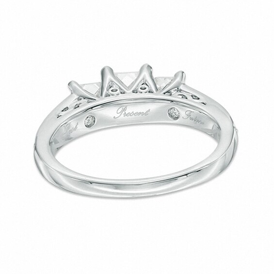 Previously Owned - 1-1/5 CT. T.w. Princess-Cut Diamond Three Stone Engagement Ring in 14K White Gold