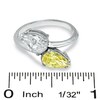 Thumbnail Image 3 of Previously Owned - 2 CT. T.W. Pear-Shaped Enhanced Fancy Yellow and White Diamond Bypass Ring in 14K White Gold (I/I2)