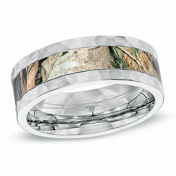 Previously Owned - 8.0mm Cobalt Comfort Fit Realtree APÂ® Camouflage Wedding Band