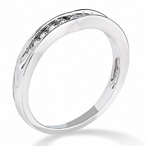 Previously Owned - 1/10 CT. T.w. Diamond Contoured Wedding Band in 14K White Gold