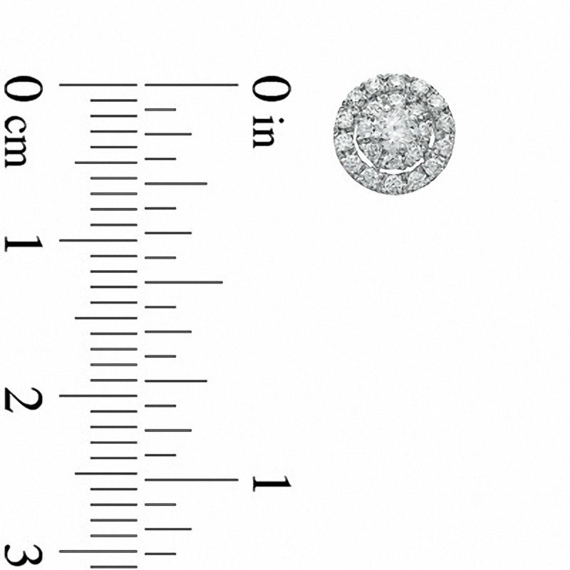 Main Image 2 of Previously Owned - 1/2 CT. T.W. Diamond Double Frame Stud Earrings in 10K White Gold